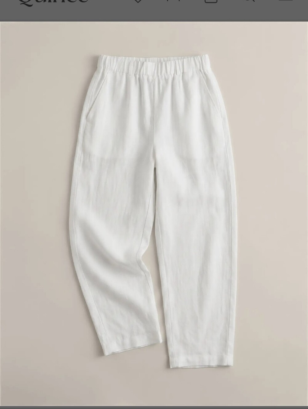 Quince 100% Linen White Pull On Pants Size Small Coastal Minimalist